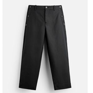 Zara Straight Leg Button Suit Trousers Black Size 29